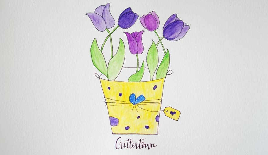Crittertown Tulips Drawing