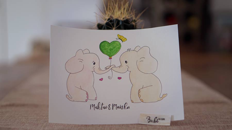 Orphan Elephants Maisha & Maktao Baby Elephants Illustration